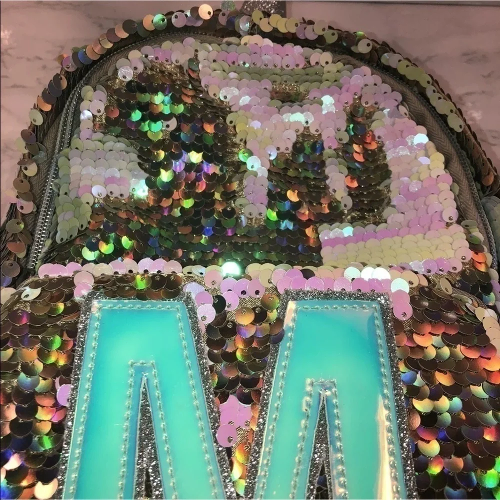 Justice Unicorn Flip Sequin MINI Backpack Letter M